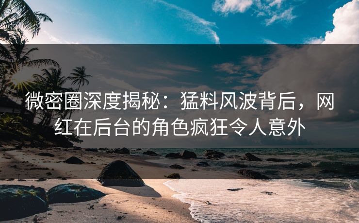 微密圈深度揭秘：猛料风波背后，网红在后台的角色疯狂令人意外