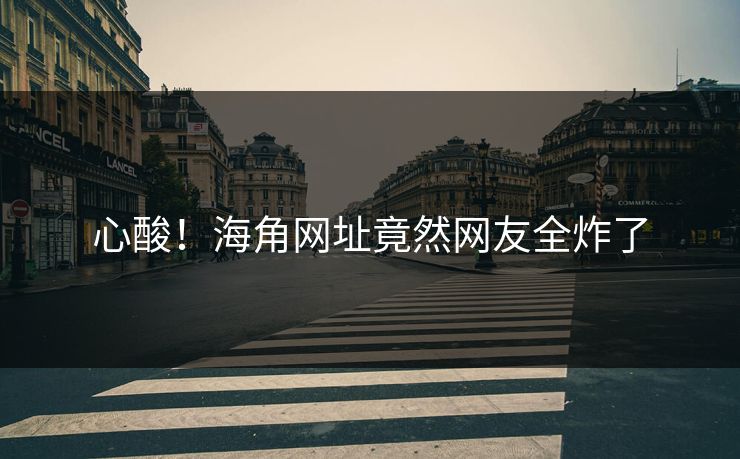 心酸！海角网址竟然网友全炸了