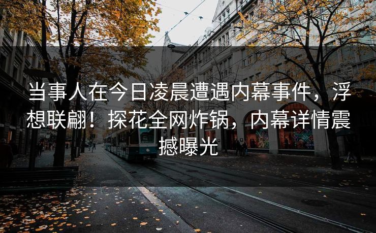 当事人在今日凌晨遭遇内幕事件，浮想联翩！探花全网炸锅，内幕详情震撼曝光